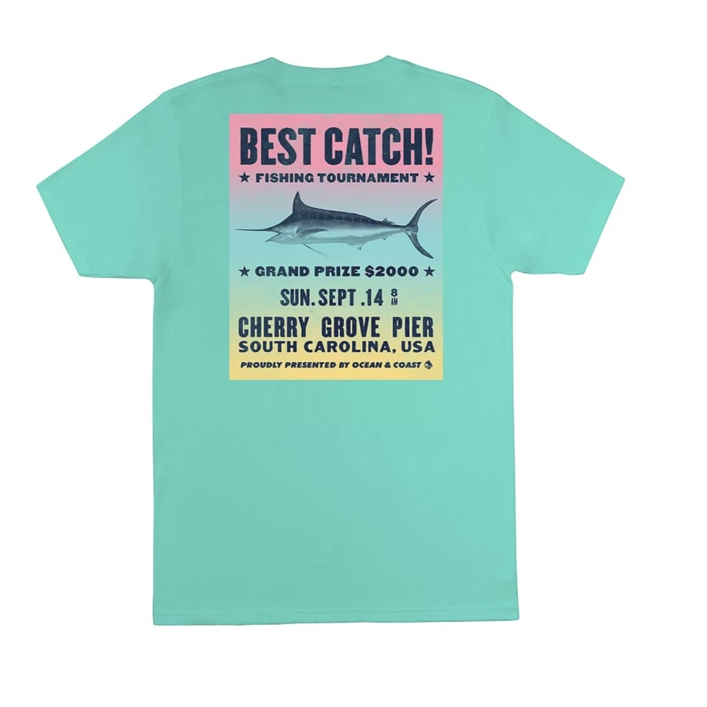 NWT Ocean & Coast XL Men’s “Best Catch” Short Sleeve Crew Neck T-Shirt Celadon